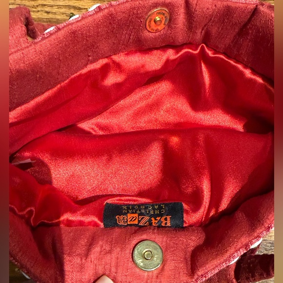 Christian Lacroix 90s Silk Tote Bag Red Embellished Beads...